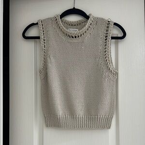 Club Monaco Cropped Sleeveless Knit Sweater in Cream
